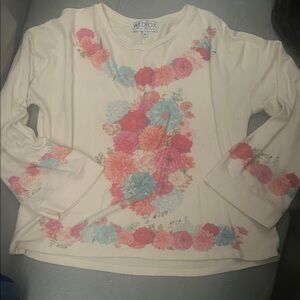 Wildfox Cream and Pink Floral Long Sleeve Tee